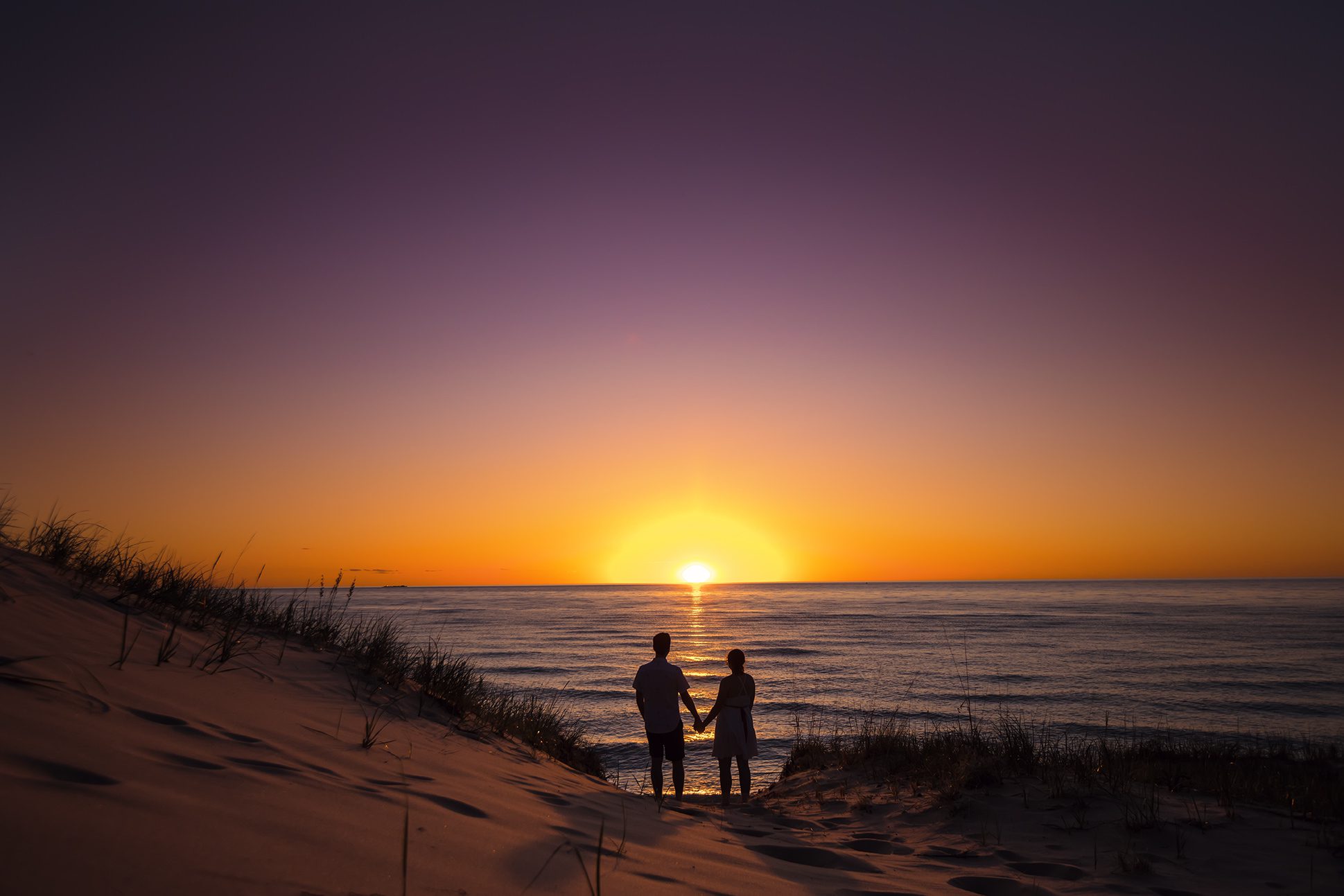 Lake Michigan Sunset Engagement Session in the Dunes