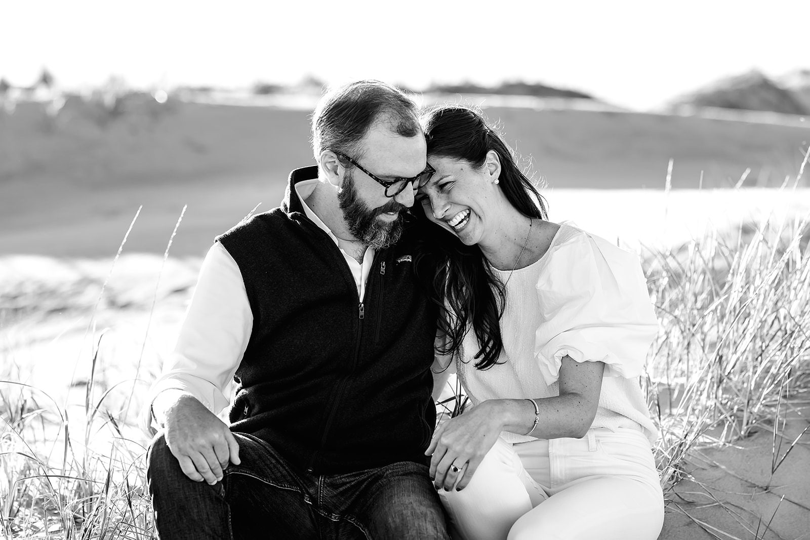 Lake Michigan Sand Dune Engagement Photo