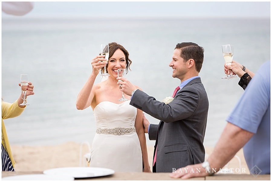 lake michigan beach wedding toast