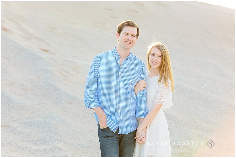 engagement photo in sand dunes in traverse city