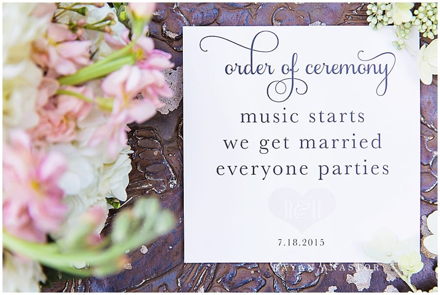 Wedding Ceremony Card and flowers