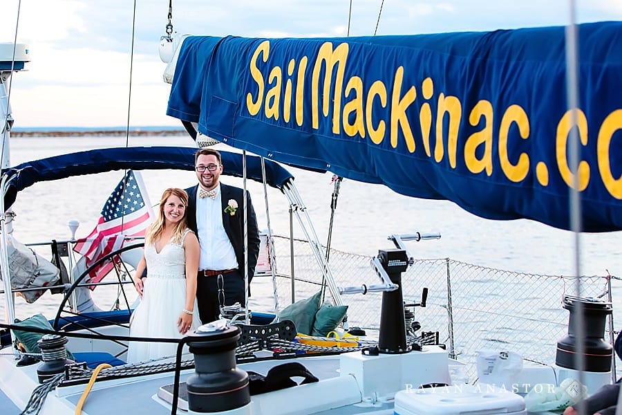 Sail Mackinac Sailboat with Bride and Groom