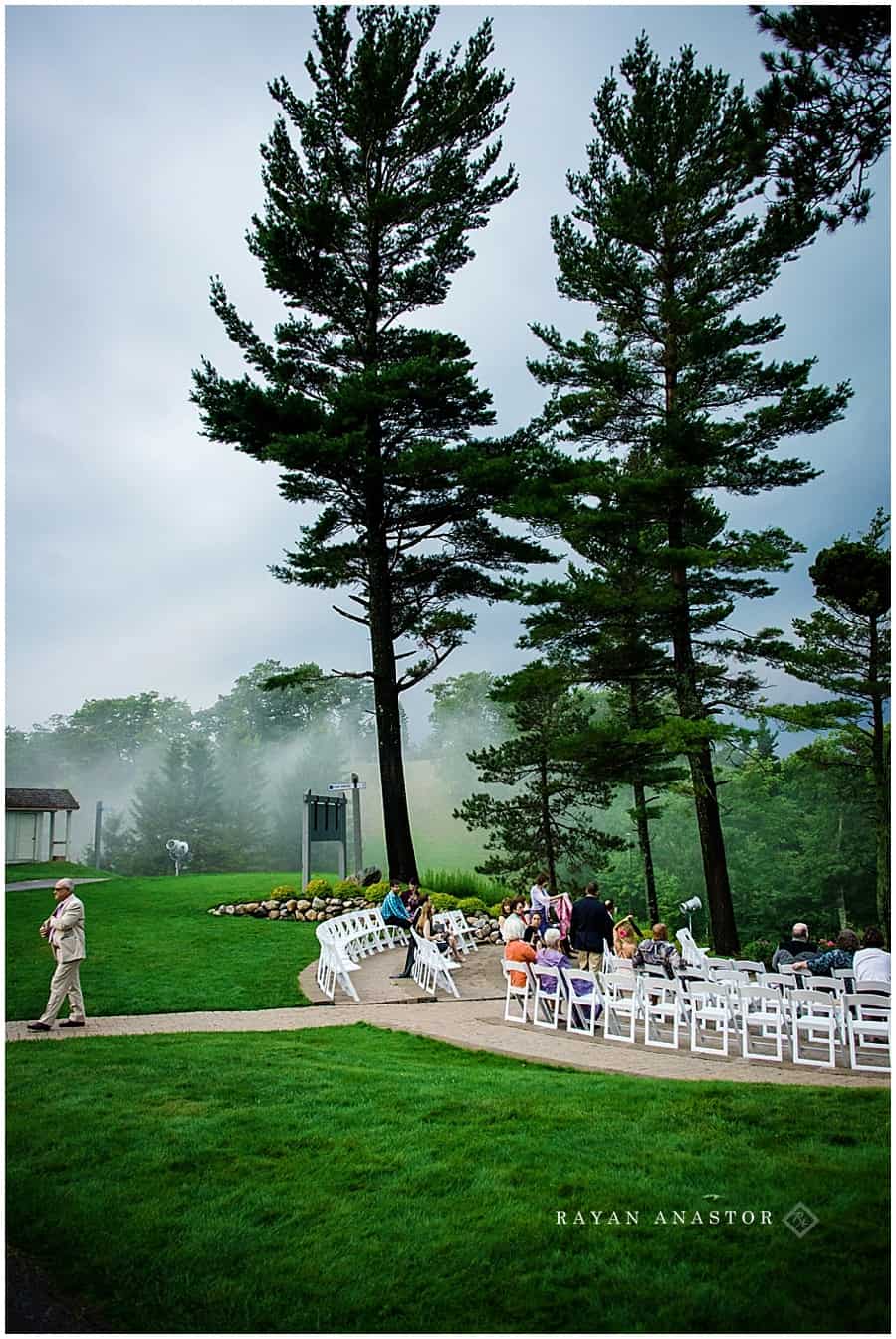 the homestead resort with the massive rain storm fog creating up the mountain
