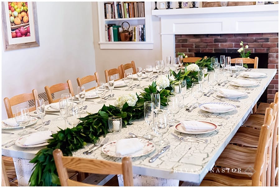 Farm table reception for intimate wedding