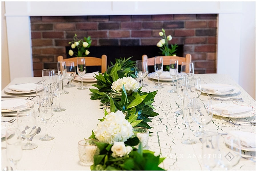 Farm table reception for intimate wedding