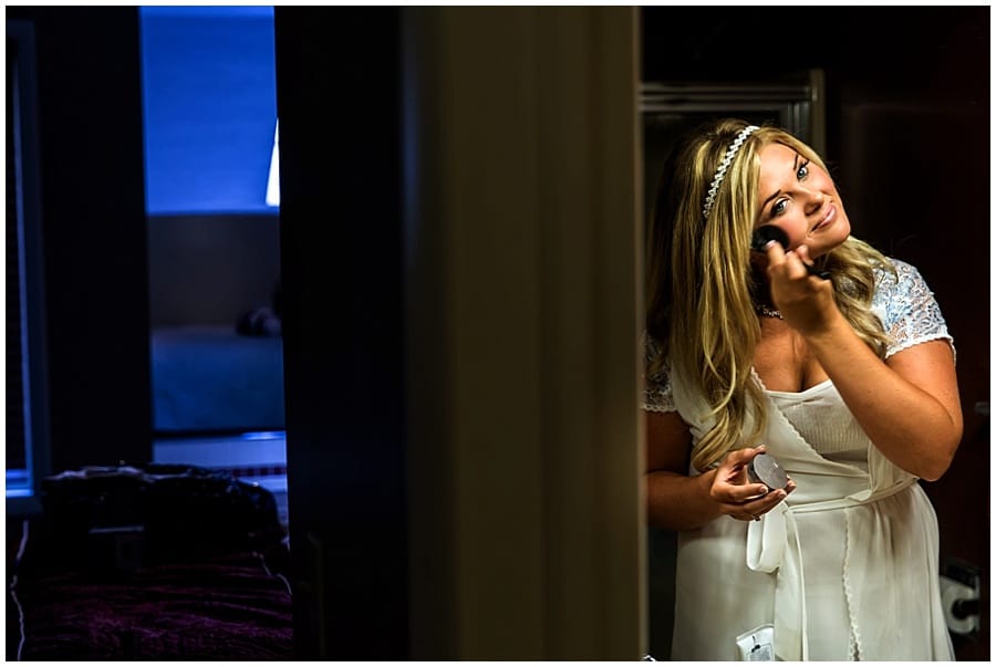 bride getting ready at crystal mountain resort