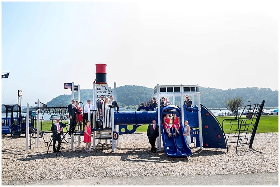 Wedding party in downtown frankfort at the park