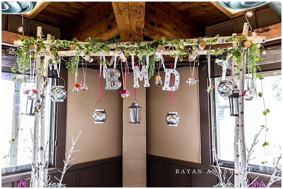 wedding reception florals and crystal decoration