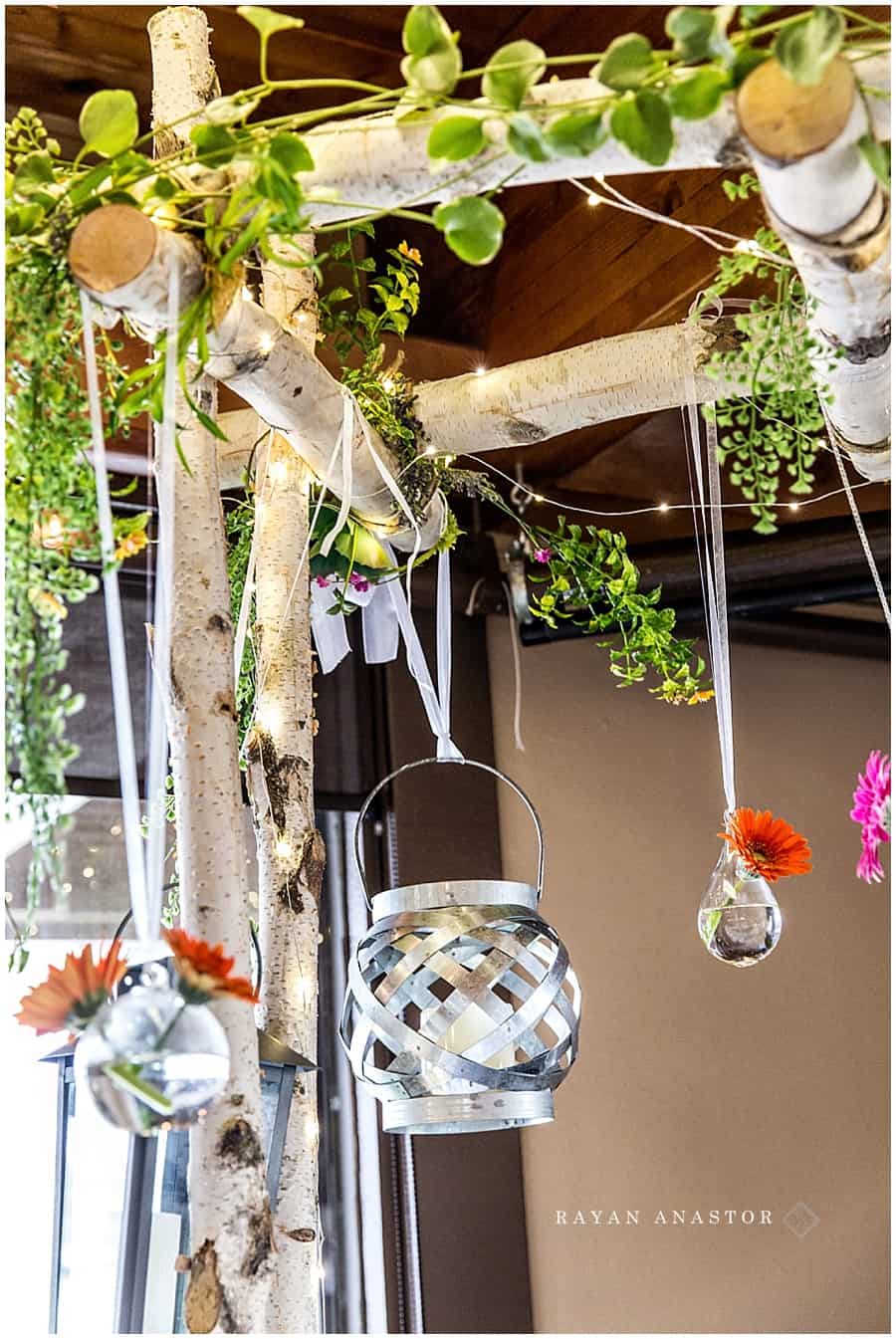 wedding reception florals and crystal decoration
