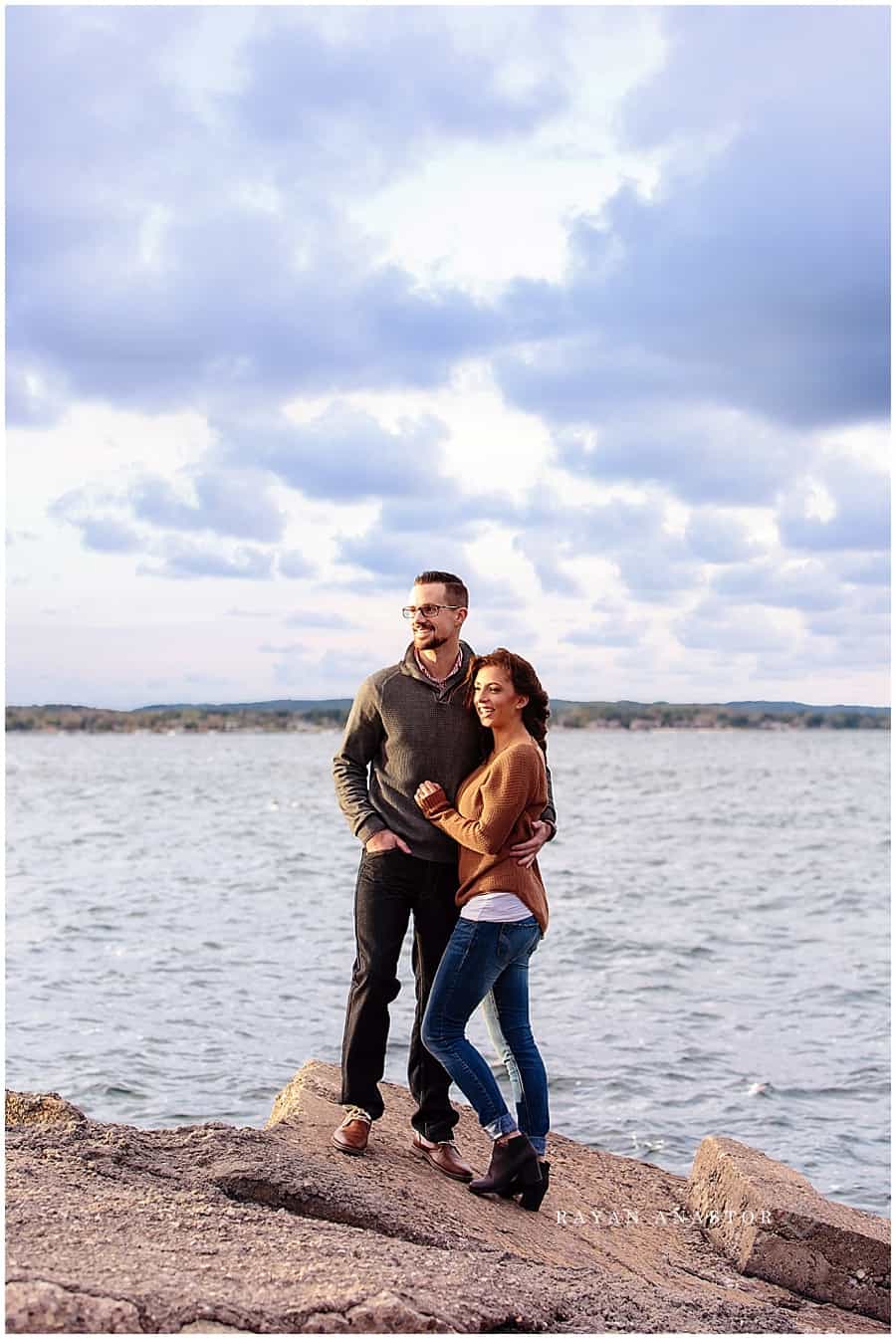 Traverse City Sunset Engagement Photo