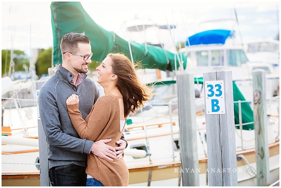 Traverse City Marina Engagement Photo