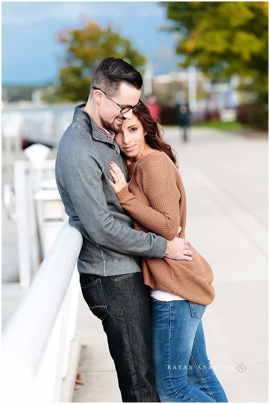 Traverse City Marina Engagement Photo