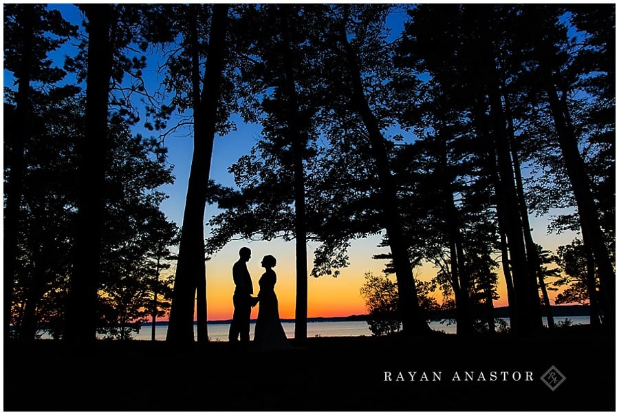 wedding photos at bowers harbor at sunset