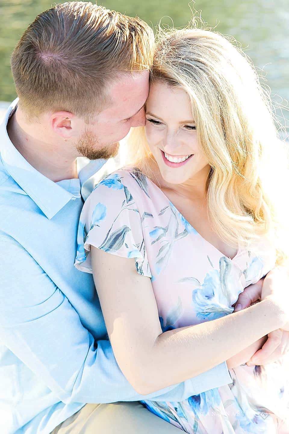 Engagement photos on crystal lake in beulah