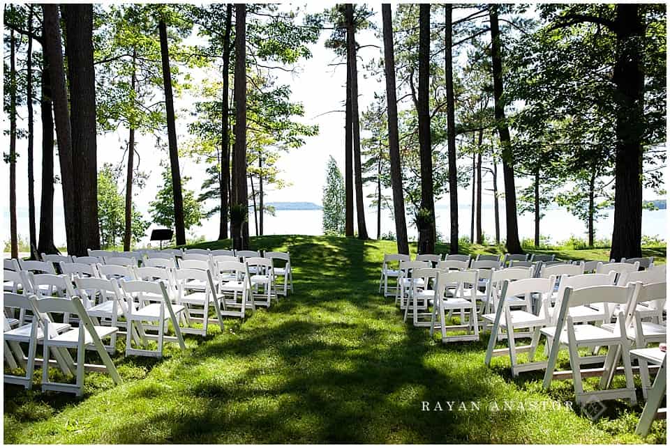 Peninsula Room Wedding on the front lawn overlooking lake michigan.