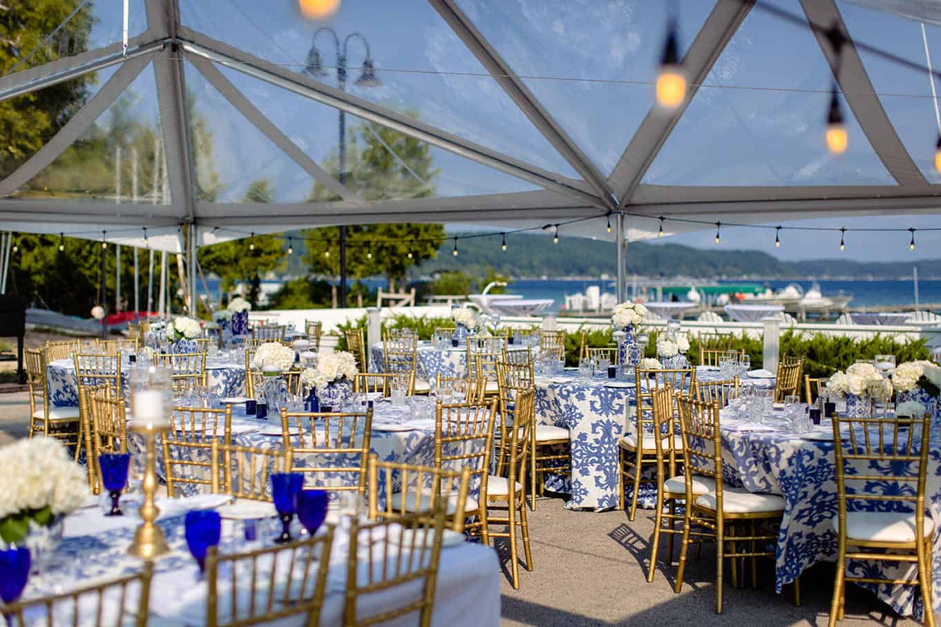 Blue and White Tablescape at Crystal Lake