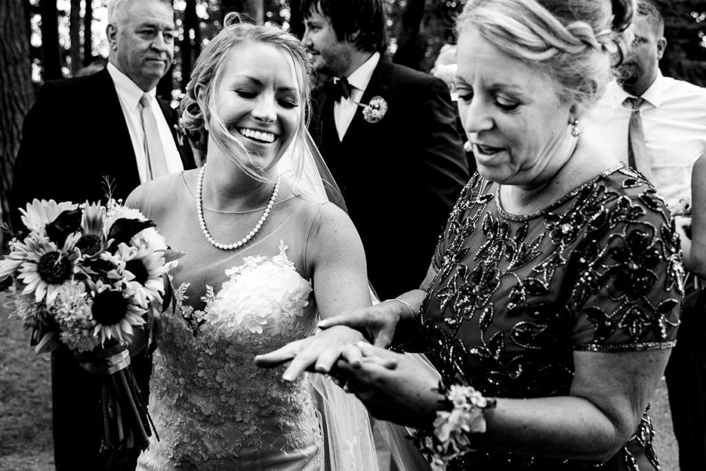 bride mother looking at wedding ring