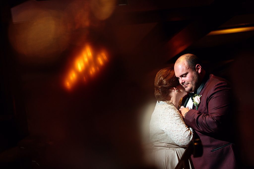 Emotional wedding dance with mother and son