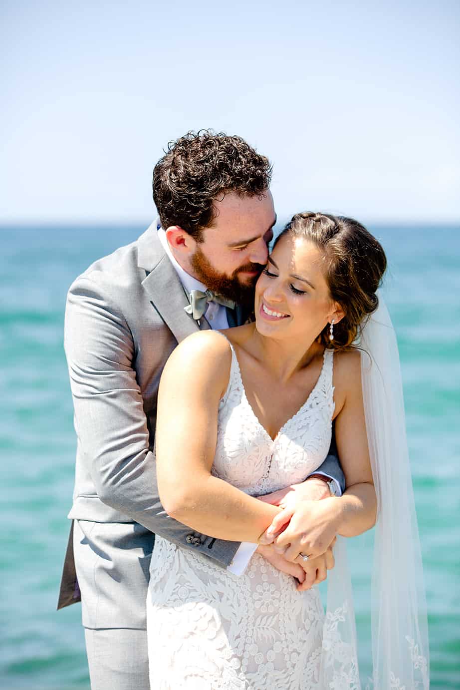 bride and groom on leelanau peninsula wedding
