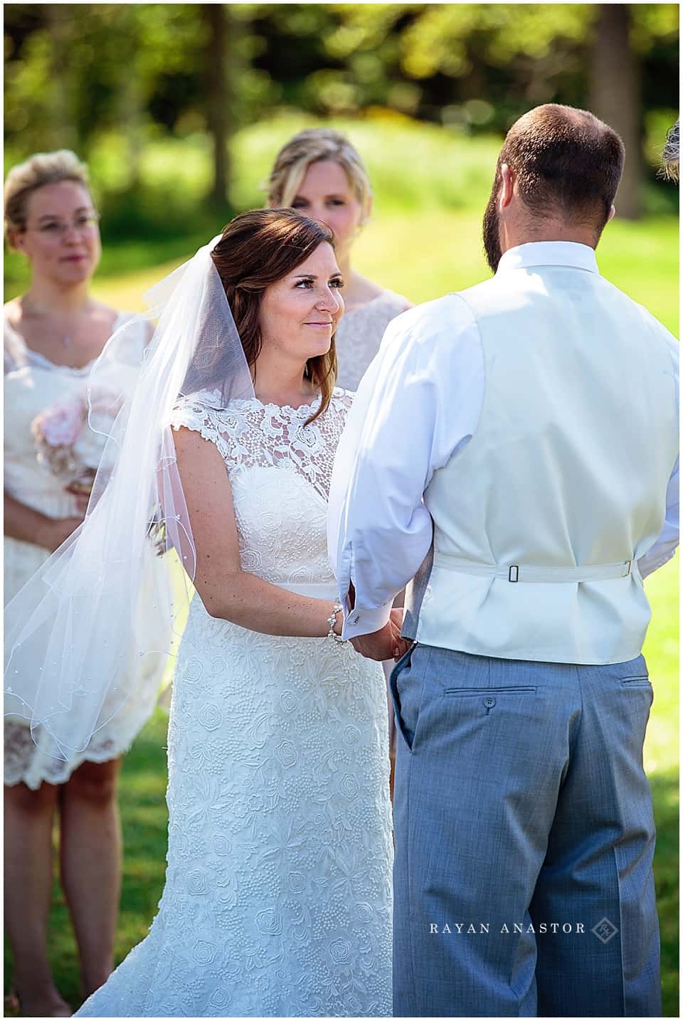 bride and grooms garden wedding at Crystal Lake Wedding Venue