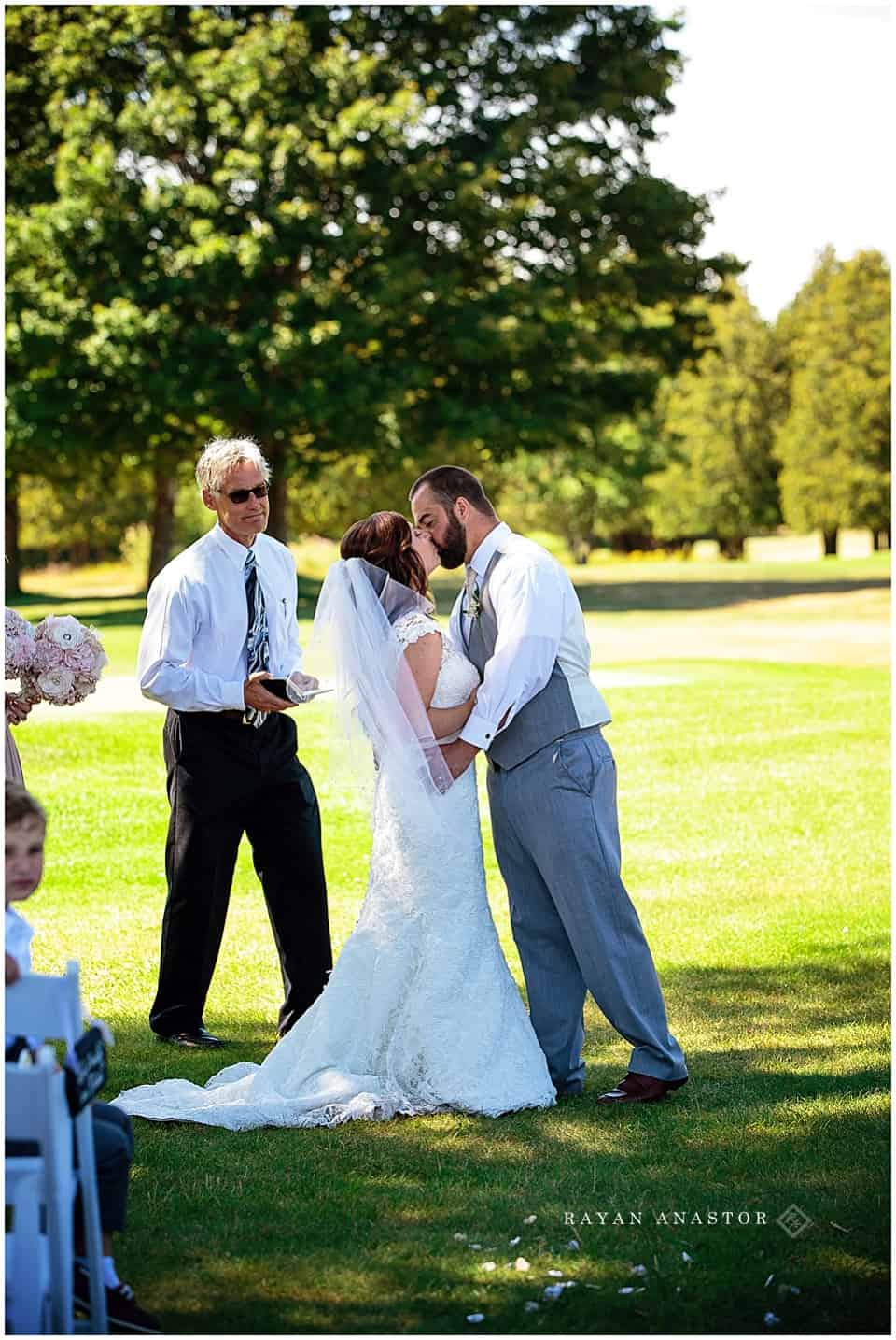 bride and grooms garden wedding at Crystal Lake Wedding Venue