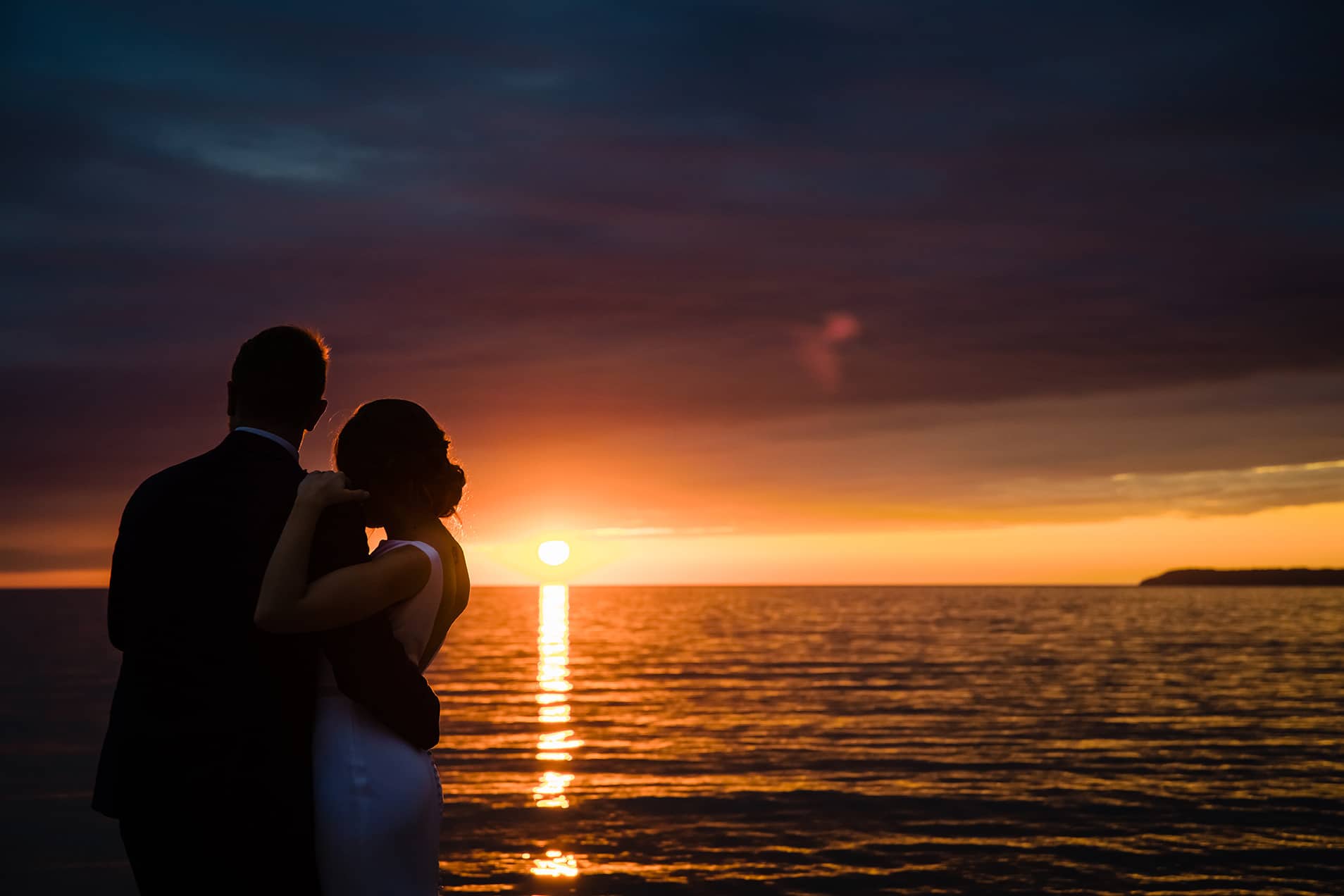 Wedding at Sunset on Lake Michigan