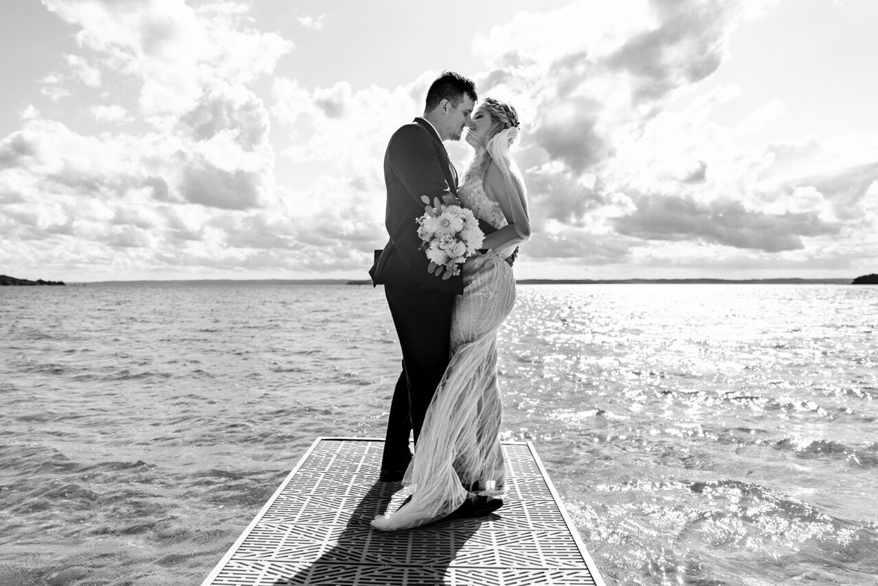 bride and groom at peninsula room for wedding