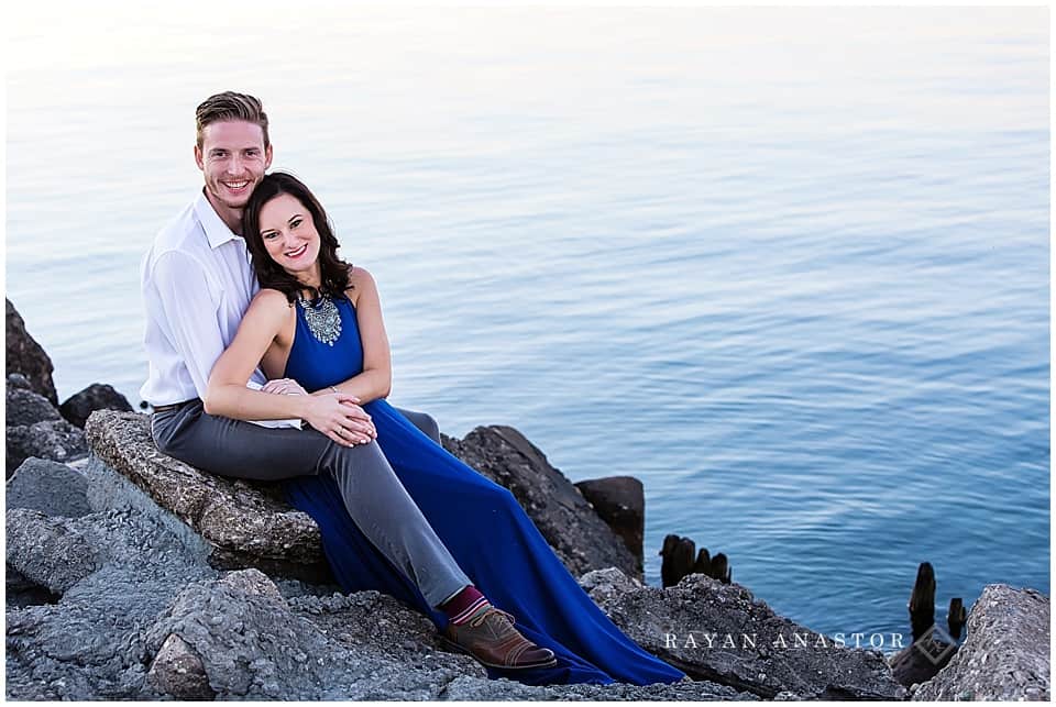 Engagement photo on West Grand Traverse Bay