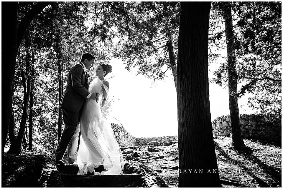 bride and groom portraits in the orchard at the inn at stonecliffe