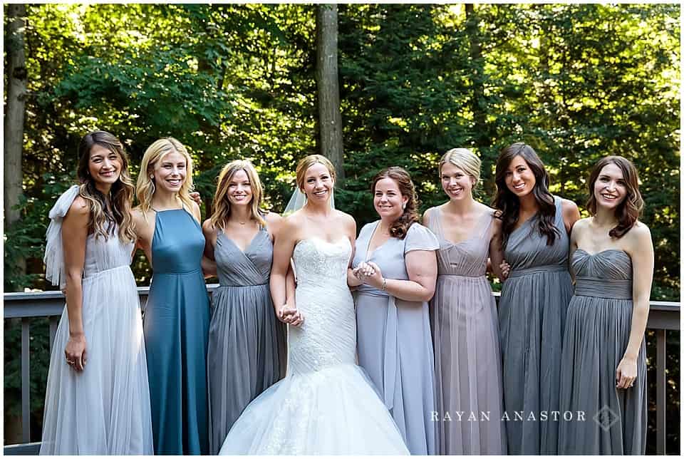 bride and all of her bridesmaids before wedding
