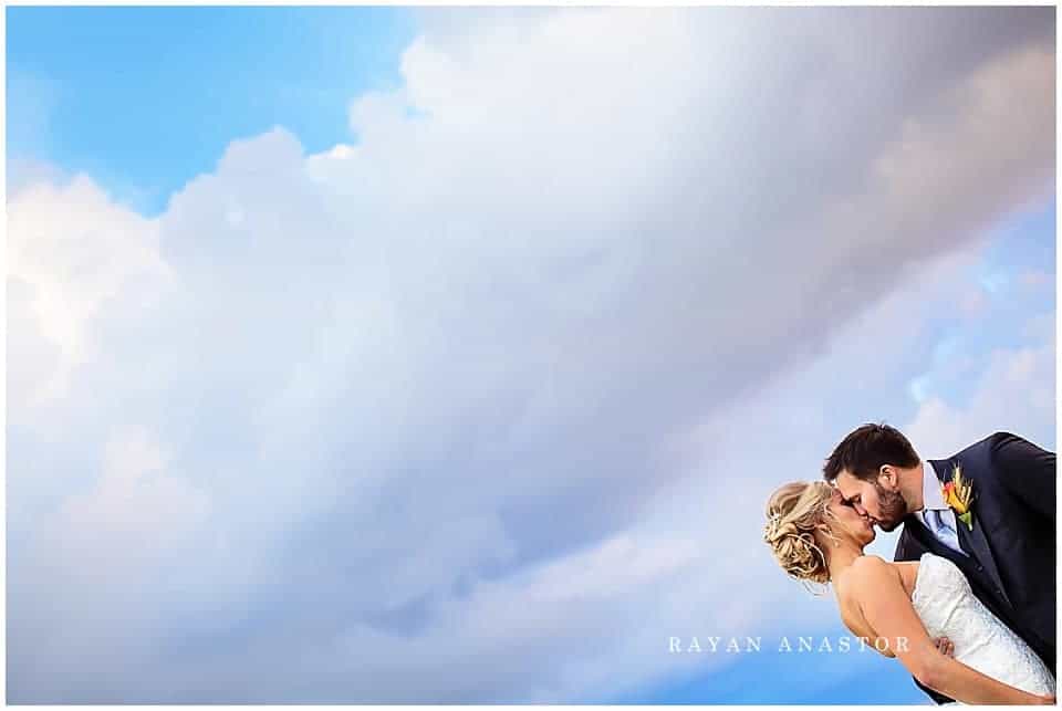 Bride and Groom after the rain storm