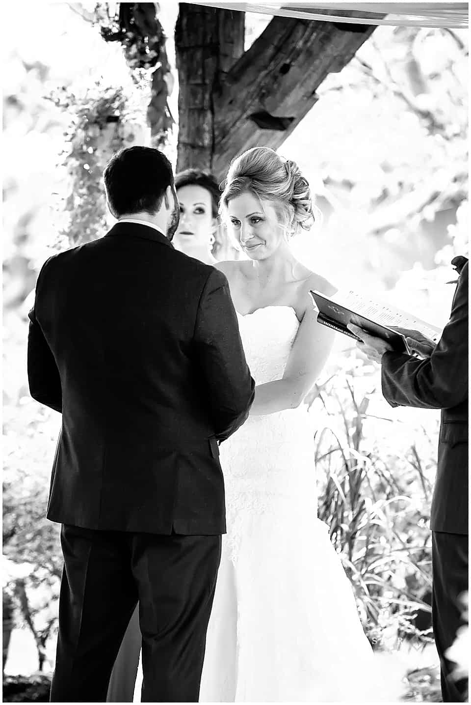 bride and groom farm wedding in the fall