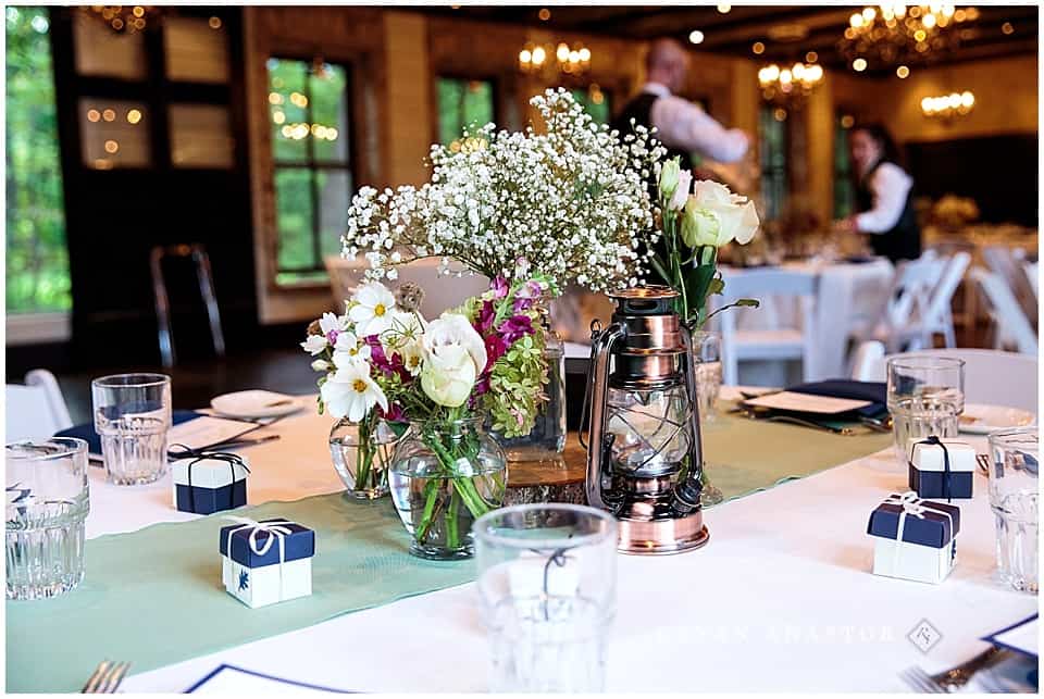 table setting with old lanterns