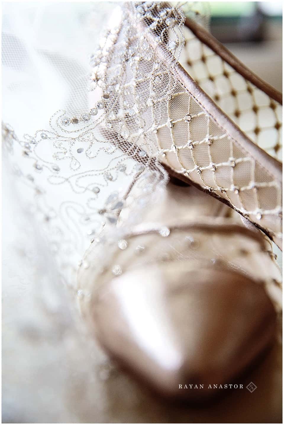 Veil lace and wedding shoes