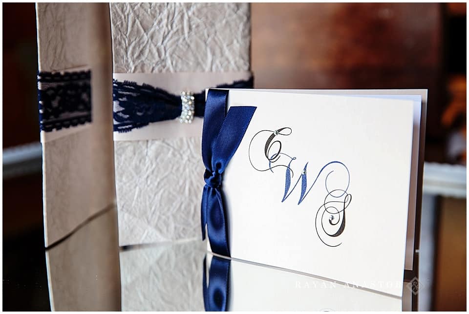 wedding invitations with cream and navy