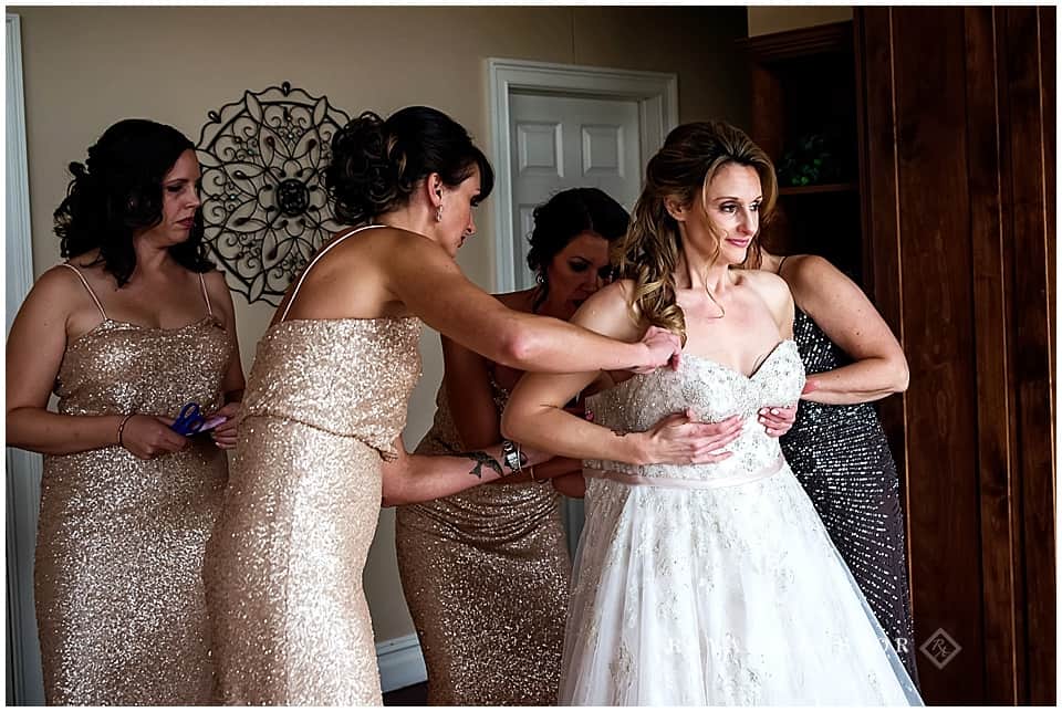 bride getting dressed