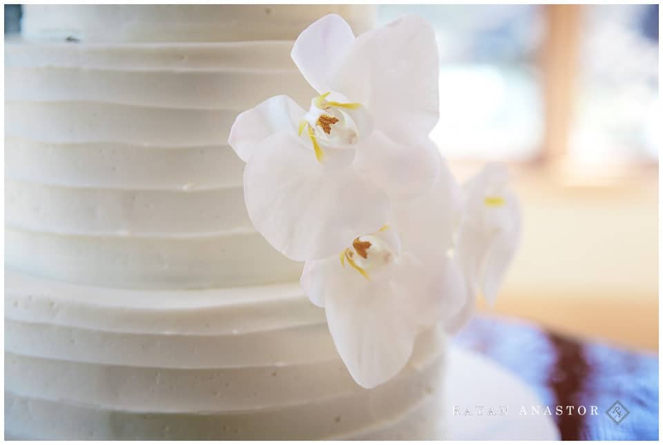 Aunt B's cakes and dessert wedding cake with an orchid