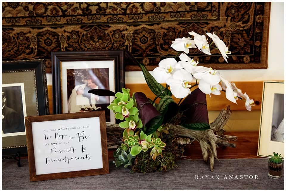 succulent and orchid wedding center pieces