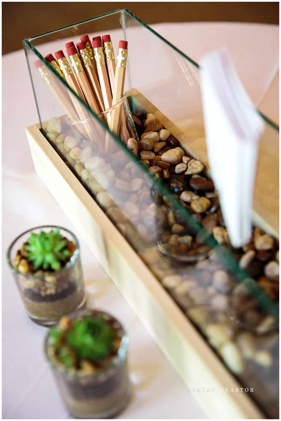 succulent and orchid wedding center pieces
