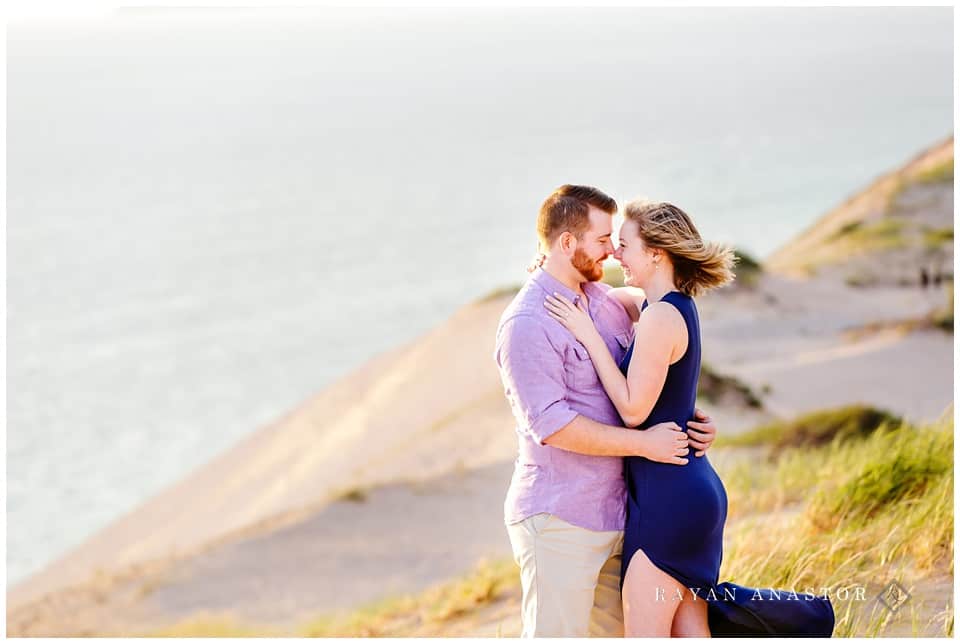 engagement photographs overlooking sleeping bear