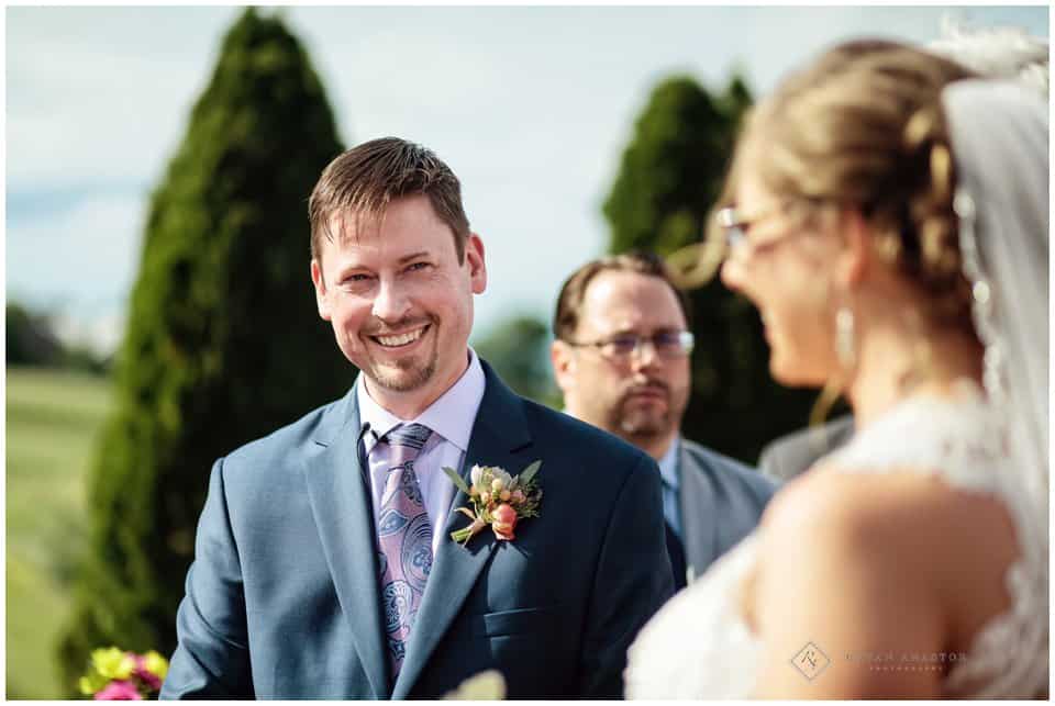 groom seeing bride for first time at aurora cellars