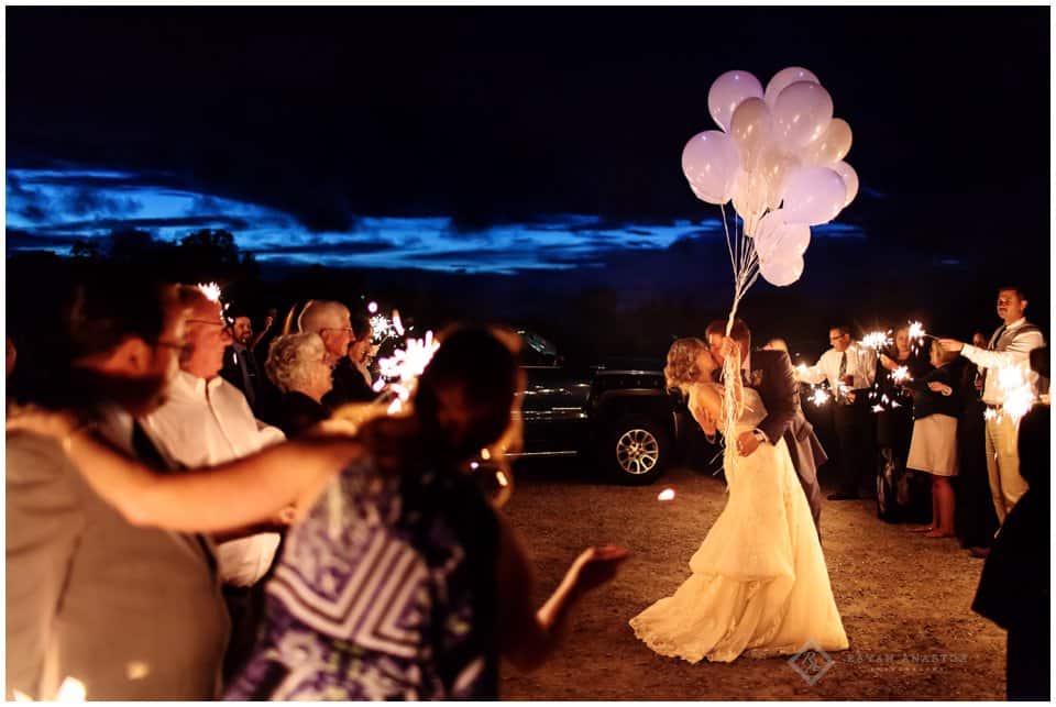 led balloons and sparklers for bride and groom send off