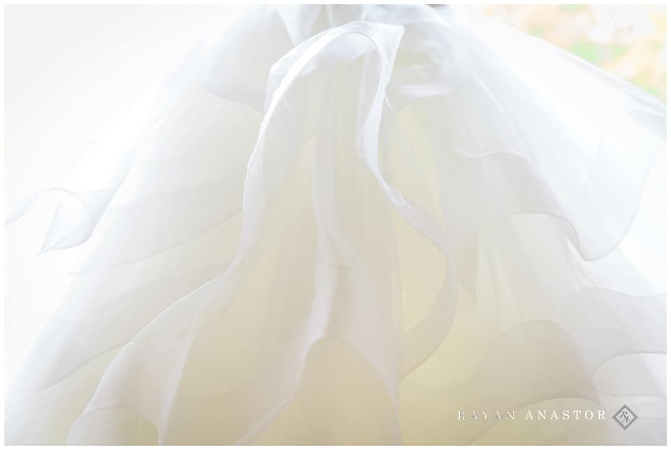 ruffles on the brides dress