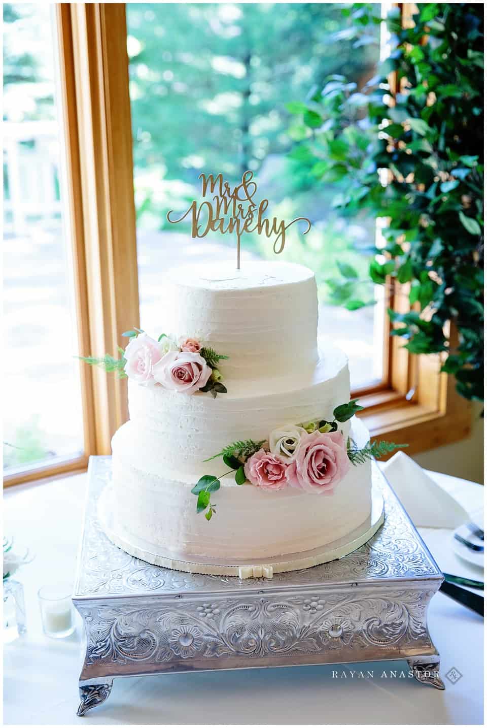 wedding reception details with pink and white