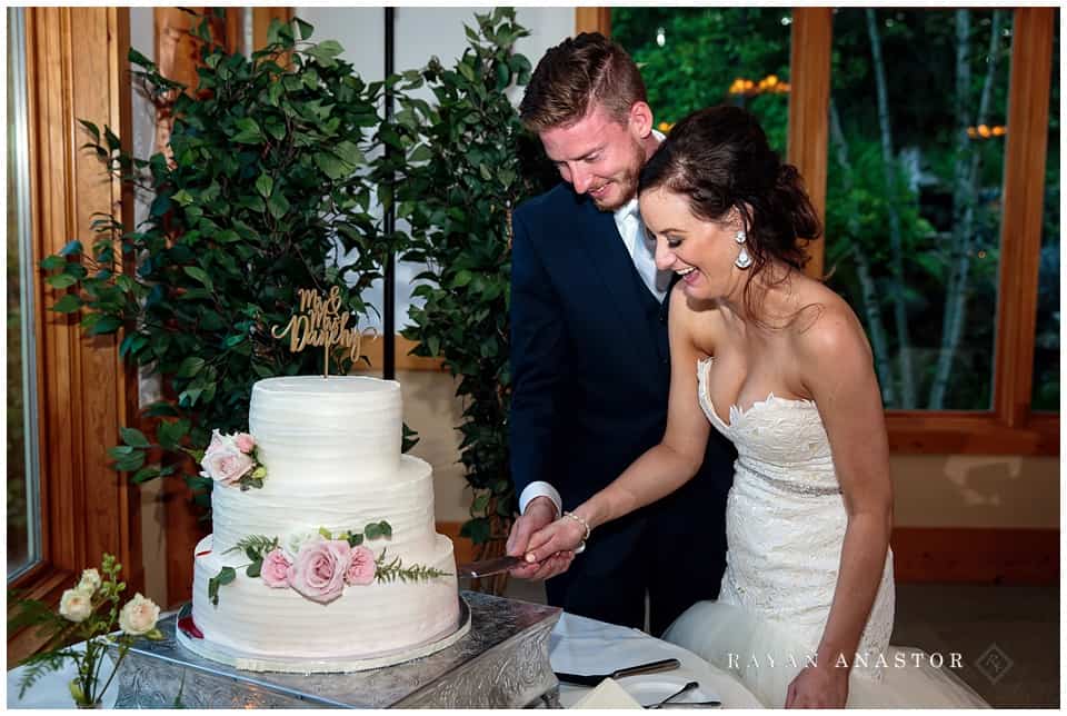 wedding reception details with pink and white