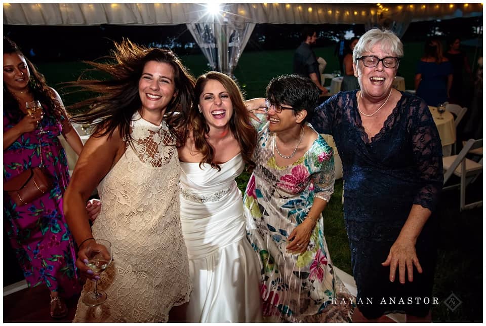 wedding reception in tent at kellogg manor house