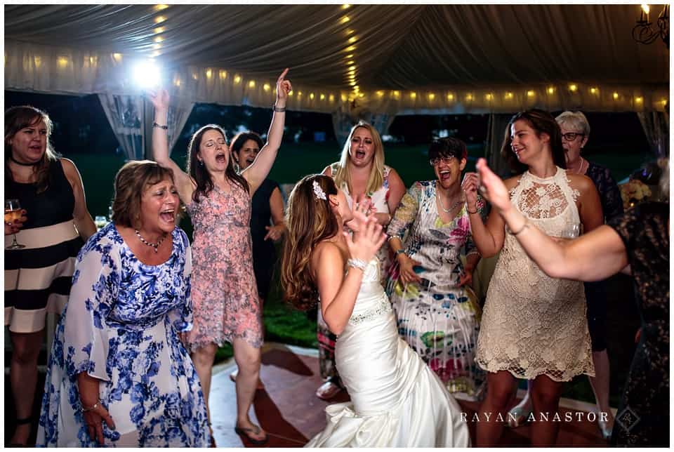 wedding reception in tent at kellogg manor house