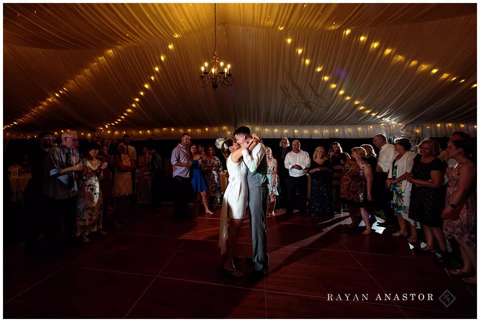 wedding reception in tent at kellogg manor house