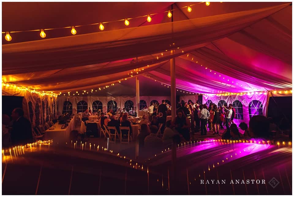 reception tent at crystal lake golf course with 2 bays dj's