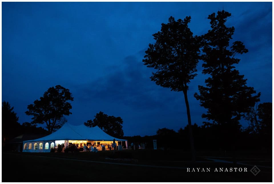 reception tent at crystal lake golf course